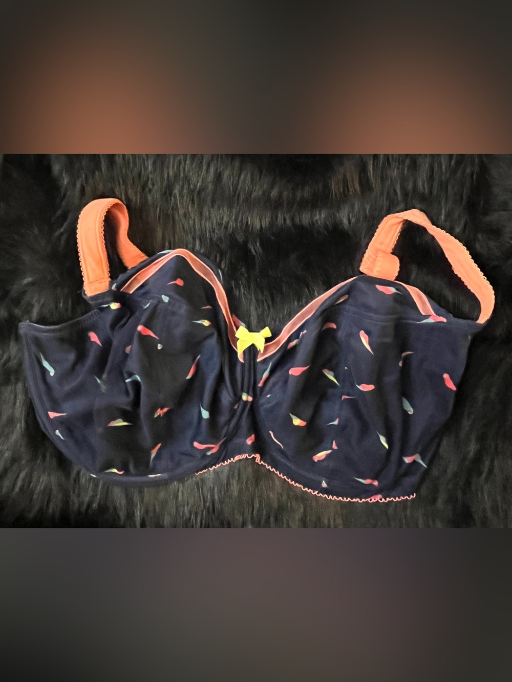 Cleo by Panache Lily 7351 Navy Bird Print Underwire Bra 34HH UK
